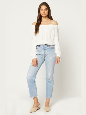 Bobby Off Shoulder Long Sleeve Blouse - White