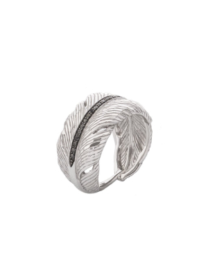 Feather Cuff Ring With Diamonds