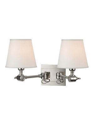 Hudson Valley Lighting Hillsdale 2-bulb Sconce - Polished Nickel & White