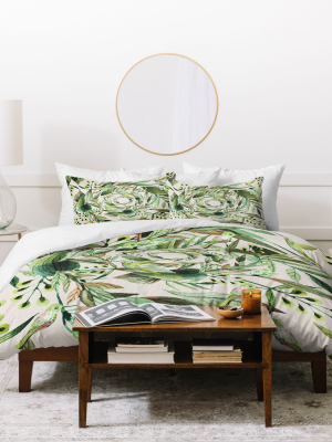 Marta Barragan Camarasa Nature In Circles With Leaves Duvet Set - Deny Designs