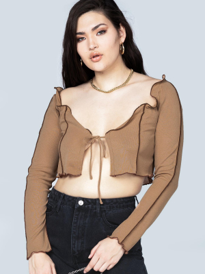 Veronica Tie Front Top Brown