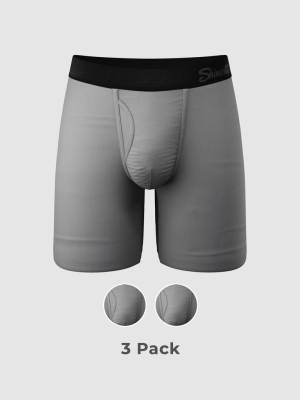 The 50 Shades Of Gonads | Long Leg Grey Ball Hammock® Pouch Underwear With Fly 3 Pack