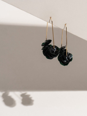 Leona Upcycled Drop Earrings - Dark Green