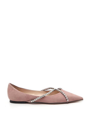 Jimmy Choo Genevi Crystal Straps Ballerina Flats