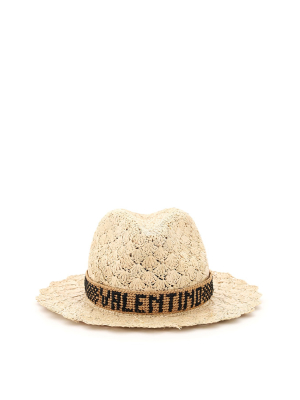 Valentino X Borsalino Logo Embroidered Crochet Hat