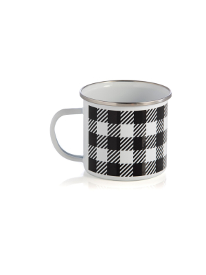 Shiraleah Buffalo Plaid Enamel Mug, Black - Black - Shiraleah