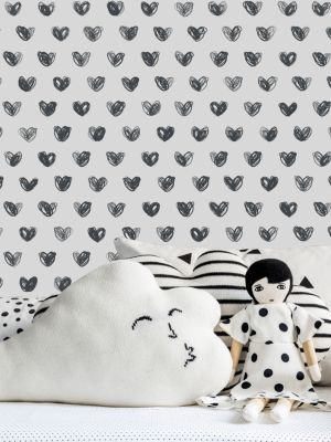 Love Wallpaper In Charcoal By Marley + Malek Kids