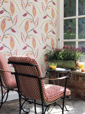 Fontibre Wallpaper In Crimson And Coral By Nina Campbell For Osborne & Little