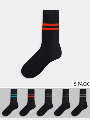 Asos Design Sport Sock With Plush Stripes 5-pack