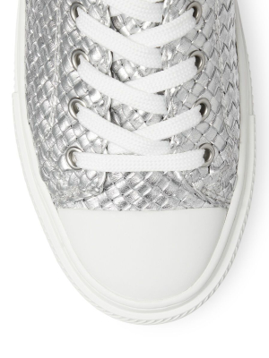 Stuart Weitzman Wova Metallic Woven Low-top Sneakers