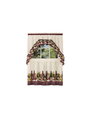 Goodgram Chardonnay Complete Kitchen Curtain Tier Pair And Valance Set