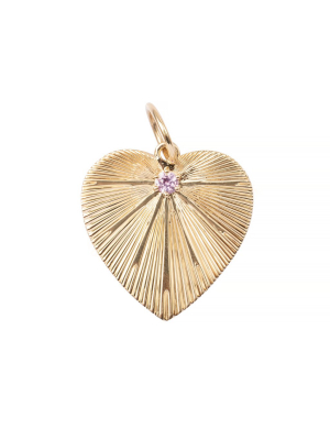 Pleated Heart Charm With Sapphire