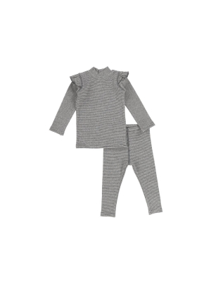 Analogie By Lil Legs Mini Stripe Ruffle Set - Black/white