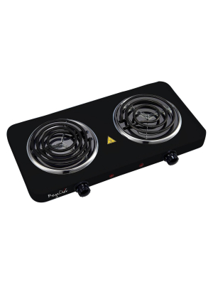 Megachef Portable Dual Electric Coil Cooktop - Black