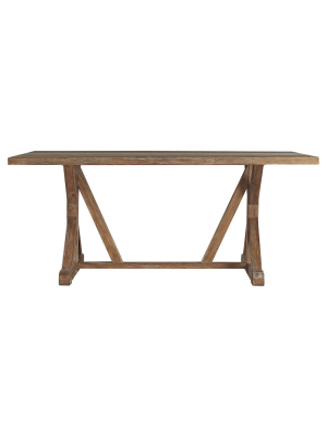 Camilla Farmhouse Concrete - Inlaid Trestle Dining Table - Vintage Pine - Inspire Q