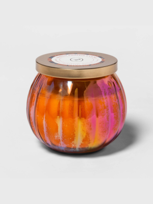 14oz Lidded Iridescent Glass Jar Harvest Pumpkin And Clove Candle - Opalhouse™