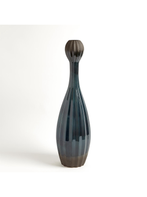 Global Views Vertical Stripe Vessel Medium - Deep Sea