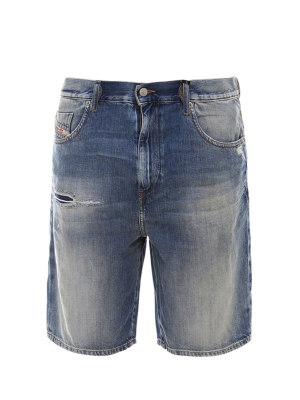 Diesel Stonewashed Distressed Denim Shorts