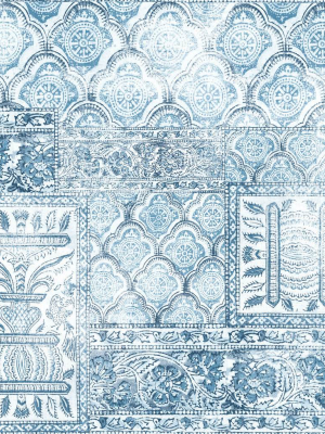 Patchwork Peel-and-stick Wallpaper In Blue And Eggshell By Nextwall