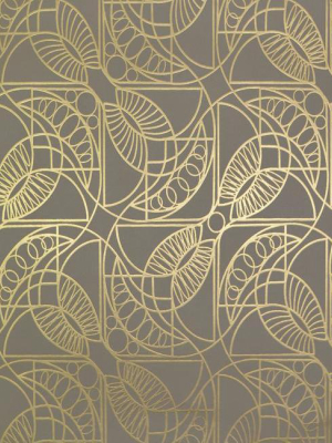 Cartouche Wallpaper In Khaki And Gold By Antonina Vella For York Wallcoverings