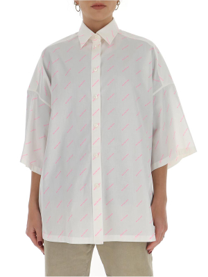 Balenciaga Allover Logo Oversized Shirt