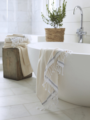 Mediterranean Towels - Alpine White / Slate Stripe