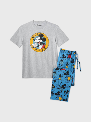 Men's Disney Mickey Mouse Pajama Set - Heather Gray