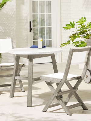 Mosaic Outdoor Bistro Table & Folding Bistro Chair Set - Terrazzo