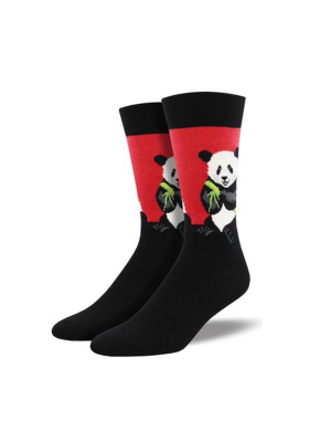 Novelty Socks 10.0" Peaceful Panda Red Heather Cotton Crew Bear Socksmith - Socks