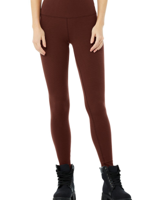 High-waist Micro Waffle Lowkey Legging - Cherry Cola