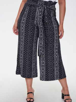 Plus Size Ornate Paperbag Culottes