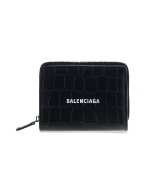 Balenciaga Cash Embossed Zip-around Wallet