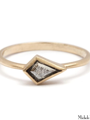 Grey Kite Shaped Diamond Dainty Gold Ring