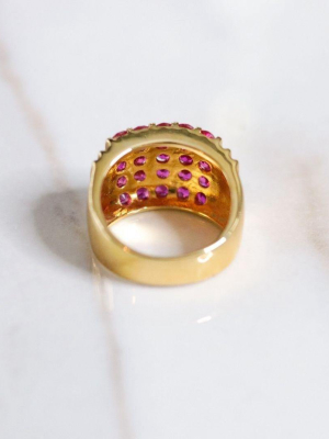 Vintage Ruby Channel Set Wide Band Ring