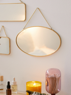 Tiny Horizontal Oval Hanging Wall Mirror