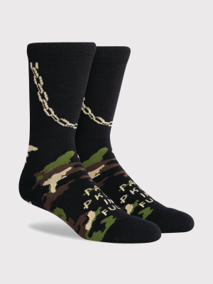 Pkwy By Dwyane Wade Men's Camo Print Chainz Crew Socks - Khaki/black L