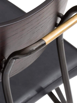 Soli Leather Bar Stool, Black