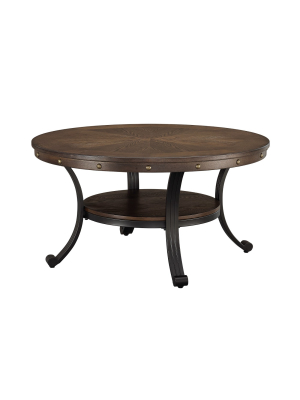 Angelo Mixed Material Cocktail Table Oak Finish - Powell Company