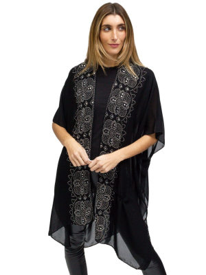 Tiara Stone Border Abstract Kimono