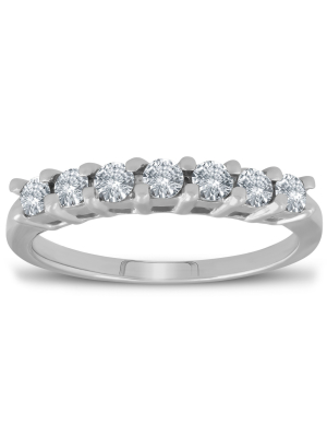 Pompeii3 1/2ct 7-stone Diamond Wedding Ring 14k White Gold Womens Anniversary Band