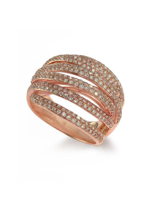 Pave Classica 14k Rose Gold Diamond Ring, 1.05 Tcw