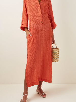 August Cotton-blend Kaftan Dress