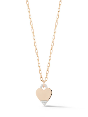 Dora 18k Rose Gold And 1/3 Diamond Pave Mini Heart Charm