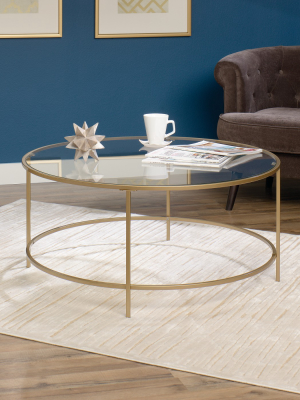 International Luxury Coffee Table Satin Gold/clear Glass Finish - Sauder