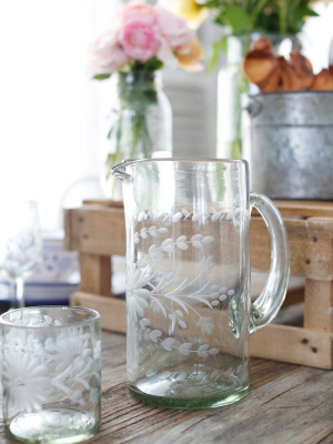 Etched Tall Pitcher - Clear