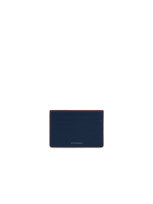 Cardholder - Crosshatch Leather Navy With Maple Edge