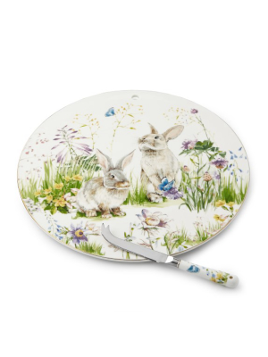 Floral Meadow Cheese Board With Knife