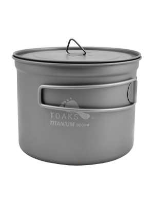 Toaks 900ml D115mm Titanium Camping Cooking Pot With Foldable Handles