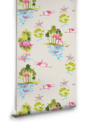 Flamingo Wallpaper In Dusk From The Kingdom Home Collection By Milton & King