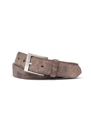 Distressed Suede Belt With Antique Silver Buckle